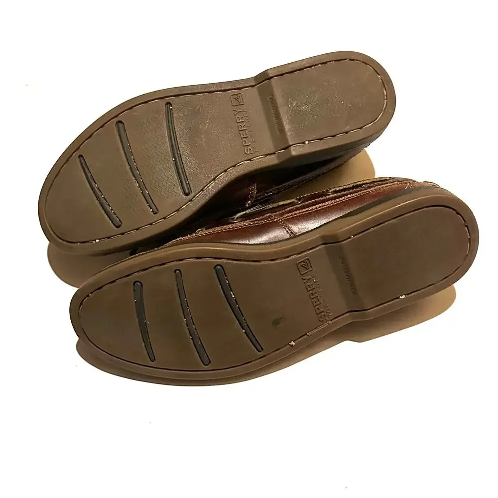 Sperry Top-Sider Mako 2-Eye Canoe Moc Brown Leather Dock Shoes Men's 9.5